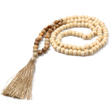 Bohemian Tassel Yoga Wooden Jewelry Handmade Natural Stone Tassel Necklace for Women & Men