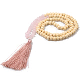 Bohemian Tassel Yoga Wooden Jewelry Handmade Natural Stone Tassel Necklace for Women & Men