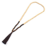 Bohemian Tassel Yoga Wooden Jewelry Handmade Natural Stone Tassel Necklace for Women & Men