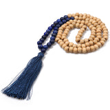 Bohemian Tassel Yoga Wooden Jewelry Handmade Natural Stone Tassel Necklace for Women & Men