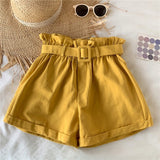 Women Summer High Waist Shorts Ladies Ruffle Casual Shorts Pants