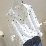 White linen blouse shirt fashion women tops and blouses female shirt polka dot