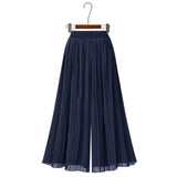 High Waist Loose Pleated Chiffon Wide-Leg Pants Spring Large Size Lightweight Breathable Flared Trousers