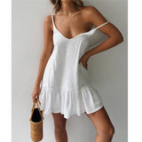 Mini Dress summer V-neck thin shoulder belt loose party casual beach holiday