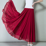 Chiffon Skirts Full-Length Skirt High Waist Elegant Dance Long Skirt