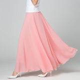 Chiffon Skirts Full-Length Skirt High Waist Elegant Dance Long Skirt