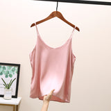 Sleeveless Harness Silk Blouse Shirt Women Top Spring Summer Casual Shirt Blouse Women