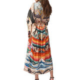 Print Long Sleeve Cardigan Loose Casual Cover Up Beach Kimono Tunic