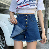 Casual Summer Jean Denim Shorts Skirts Female Vintage High Waist Short Pants