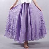 Maxi Skirt Pleated Vintage Boho Maxi Long Casual Cotton Beach Skirt Empire A-Line Linen Skirt Ladies