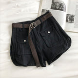 Shorts Women Chic Summer Basic All-match Casual Ladies Trouser Loose High Waist Femme Bottom Ins Pockets Popular Solid