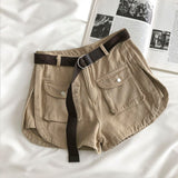 Shorts Women Chic Summer Basic All-match Casual Ladies Trouser Loose High Waist Femme Bottom Ins Pockets Popular Solid