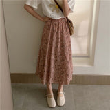 Skirt Women Vintage Clothes Long Skirts Harajuku Tender Temperament Streetwear Stylish Spring Summer Elastic Waist