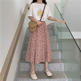 Skirt Women Vintage Clothes Long Skirts Harajuku Tender Temperament Streetwear Stylish Spring Summer Elastic Waist