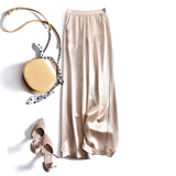 Acetate satin straight-leg casual pants thin loose high-waisted wide-leg pants