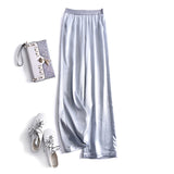 Acetate satin straight-leg casual pants thin loose high-waisted wide-leg pants