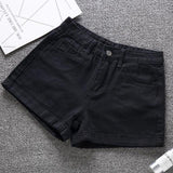 Summer Women Wide Leg Classic High Waist Black Denim Shorts Casual Female Solid Color White Blue Loose Jeans Shorts