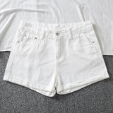 Summer Women Wide Leg Classic High Waist Black Denim Shorts Casual Female Solid Color White Blue Loose Jeans Shorts