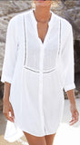 White Swim Suit Cover Up White Beachwear Lace Patchwork Tunic Pareo Beach Tunic Beach