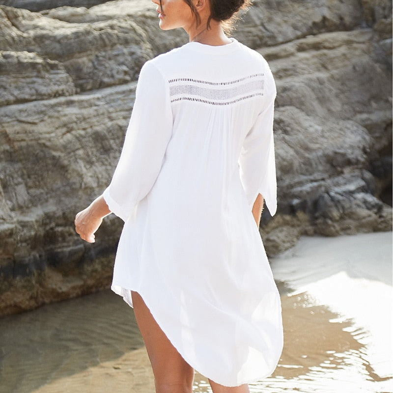 White Swim Suit Cover Up White Beachwear Lace Patchwork Tunic Pareo Be Find me Pretty White Swim Suit Cover Up White Beachwear Lace Patchwork Tunic Pareo Be Find me Pretty