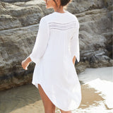 White Swim Suit Cover Up White Beachwear Lace Patchwork Tunic Pareo Beach Tunic Beach