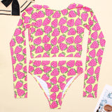 Animal Print Bikini Swimwear Long Sleeve Backless Swimsuit Sporty Bodysuit Beach Bathing Suit