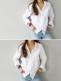 Blouse Top Long Sleeve Casual White Turn-down Collar OL Style Women Loose Blouses