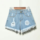 Casual Blue Denim Shorts Women High Waist Buttons Pockets Slim Fit Summer Beach Streetwear