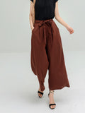 Summer Temperament Commuter Pants Lace-up Bow Multicolor Solid Color Loose Wide-leg Casual Nine-point Pants