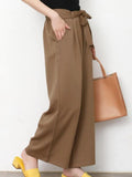 Summer Temperament Commuter Pants Lace-up Bow Multicolor Solid Color Loose Wide-leg Casual Nine-point Pants