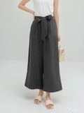 Summer Temperament Commuter Pants Lace-up Bow Multicolor Solid Color Loose Wide-leg Casual Nine-point Pants