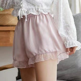 Women Shorts Lace Mesh Patchwork Ladies Pajama Shorts Summer Fresh Cool Breathable Casual Shorts Bottom Under Skirt