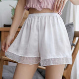 Women Shorts Lace Mesh Patchwork Ladies Pajama Shorts Summer Fresh Cool Breathable Casual Shorts Bottom Under Skirt