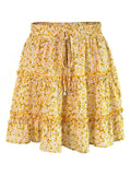 Floral Print Mini Skirt For Women Bandage Fashion High Waist Frills Short Skirt Pleated