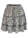 Floral Print Mini Skirt For Women Bandage Fashion High Waist Frills Short Skirt Pleated