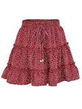 Floral Print Mini Skirt For Women Bandage Fashion High Waist Frills Short Skirt Pleated