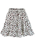 Floral Print Mini Skirt For Women Bandage Fashion High Waist Frills Short Skirt Pleated