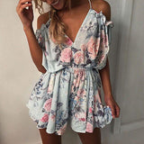 Rompers Print Lace Jumpsuit Summer Short Pleated Overalls Jumpsuit Female chest wrapped strapless Playsuit