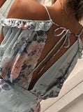 Rompers Print Lace Jumpsuit Summer Short Pleated Overalls Jumpsuit Female chest wrapped strapless Playsuit